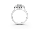 White gold Radiant Halo Diamond Cluster Engagement Ring with Milgrain Bezel Setting and Solitaire Band_42