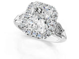 White gold Radiant Halo Diamond Engagement Ring with Filigree Band and Four-Prong Setting_82