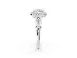 White gold Radiant Halo Diamond Engagement Ring with Filigree Band and Four-Prong Setting_83