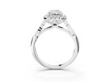 White gold Radiant Halo Diamond Engagement Ring with Filigree Band and Four-Prong Setting_84
