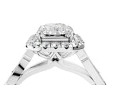 White gold Radiant Halo Diamond Engagement Ring with Filigree Band and Four-Prong Setting_85