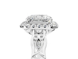 White gold Radiant Halo Diamond Engagement Ring with Filigree Band and Four-Prong Setting_86