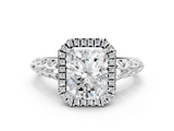 White gold Radiant Halo Diamond Engagement Ring with Intricate Filigree Band and Four-Prong Setting_54