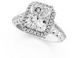 White gold Radiant Halo Diamond Engagement Ring with Intricate Filigree Band and Four-Prong Setting_55