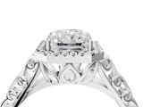 White gold Radiant Halo Diamond Engagement Ring with Intricate Filigree Band and Four-Prong Setting_58