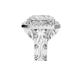 White gold Radiant Halo Diamond Engagement Ring with Intricate Filigree Band and Four-Prong Setting_59