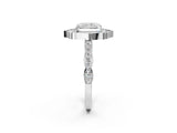 White gold Radiant Halo Diamond Engagement Ring with Milgrain Band and Four-Prong Setting_56