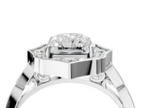 White gold Radiant Halo Diamond Engagement Ring with Milgrain Band and Four-Prong Setting_57