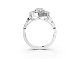White gold Radiant Halo Diamond Engagement Ring with Milgrain Band and Four-Prong Setting_57