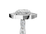White gold Radiant Halo Diamond Engagement Ring with Milgrain Band and Four-Prong Setting_59