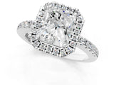 White gold Radiant Halo Diamond Engagement Ring with Pavé Band and Four-Prong Setting_118