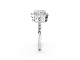 White gold Radiant Halo Diamond Engagement Ring with Pavé Band and Four-Prong Setting_119