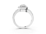White gold Radiant Halo Diamond Engagement Ring with Pavé Band and Four-Prong Setting_120