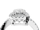 White gold Radiant Halo Diamond Engagement Ring with Pavé Band and Four-Prong Setting_121