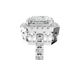 White gold Radiant Halo Diamond Engagement Ring with Pavé Band and Four-Prong Setting_122
