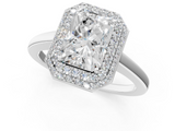 White gold Radiant Halo Diamond Engagement Ring with Solitaire Band and Four-Prong Setting_19