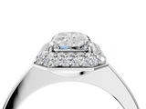 White gold Radiant Halo Diamond Engagement Ring with Solitaire Band and Four-Prong Setting_24