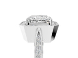White gold Radiant Halo Diamond Engagement Ring with Split Shank Band and Four-Prong Setting_11