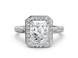 White gold Radiant Halo Diamond Engagement Ring with Split Shank Band and Four-Prong Setting_6