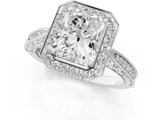 White gold Radiant Halo Diamond Engagement Ring with Split Shank Band and Four-Prong Setting_7