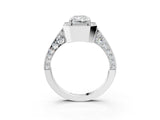 White gold Radiant Halo Diamond Engagement Ring with Split Shank Band and Four-Prong Setting_9