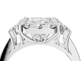 White gold Radiant Halo Diamond Engagement Ring with Split Shank and Four-Prong Setting_46