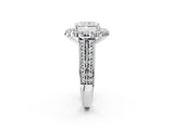 White gold Radiant Halo Diamond Engagement Ring with Split Shank and Prong Setting_68