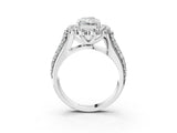 White gold Radiant Halo Diamond Engagement Ring with Split Shank and Prong Setting_69