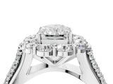 White gold Radiant Halo Diamond Engagement Ring with Split Shank and Prong Setting_70