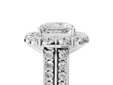 White gold Radiant Halo Diamond Engagement Ring with Split Shank and Prong Setting_71