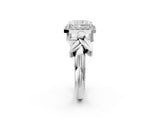 White gold Radiant Halo Diamond Floral Band with Four-Prong Setting_115
