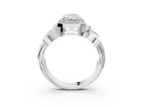 White gold Radiant Halo Diamond Floral Band with Four-Prong Setting_116