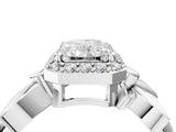 White gold Radiant Halo Diamond Floral Band with Four-Prong Setting_117