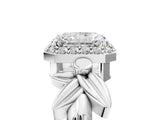 White gold Radiant Halo Diamond Floral Band with Four-Prong Setting_118