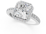 White gold Radiant Halo Diamond Pavé Band Ring with Prong Setting_21
