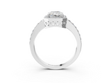 White gold Radiant Halo Diamond Pavé Band Ring with Prong Setting_21