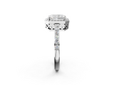 White gold Radiant Halo Diamond Pavé Band Ring with Prong Setting_22