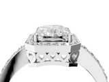 White gold Radiant Halo Diamond Pavé Band Ring with Prong Setting_24