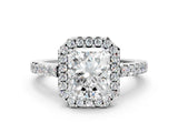 White gold Radiant Halo Diamond Pavé Solitaire Ring_51