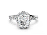 White gold Radiant Halo Diamond Pave Band Ring with Four-Prong Setting_15