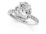 White gold Radiant Halo Diamond Pave Band Ring with Four-Prong Setting_16