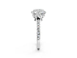 White gold Radiant Halo Diamond Pave Band Ring with Four-Prong Setting_17