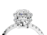 White gold Radiant Halo Diamond Pave Band Ring with Four-Prong Setting_19