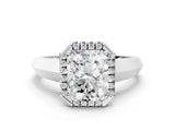 White gold Radiant Halo Diamond Ring with Cathedral Band and Four-Prong Setting_80