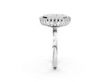 White gold Radiant Halo Diamond Ring with Milgrain Edge and Round Prong Setting_28