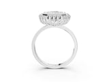 White gold Radiant Halo Diamond Ring with Milgrain Edge and Round Prong Setting_29