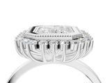 White gold Radiant Halo Diamond Ring with Milgrain Edge and Round Prong Setting_30
