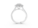 White gold Radiant Halo Diamond Ring with Pavé Band and Prong Setting_38