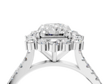 White gold Radiant Halo Diamond Ring with Pavé Band and Prong Setting_39