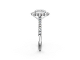 White gold Radiant Halo Diamond Ring with Pavé Band and Prong Setting_43